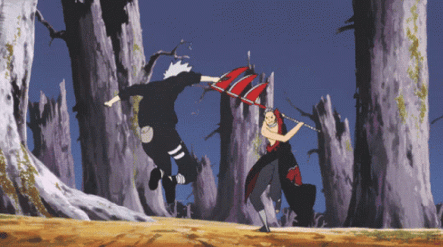 Kakashi Fights Hidan GIF