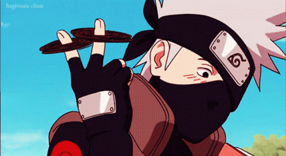 Kakashi Hatake Anime Blush Spin Blades GIF