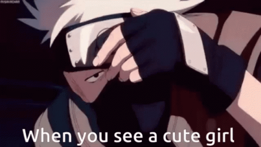 Kakashi Hatake Sharingan Naruto Cute Girl Meme GIF