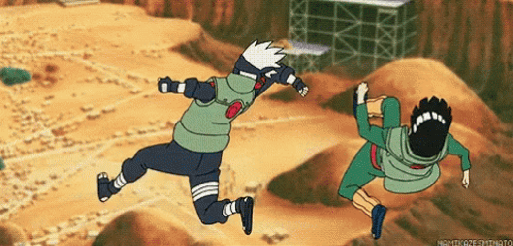 Kakashi Might Guy Falling GIF
