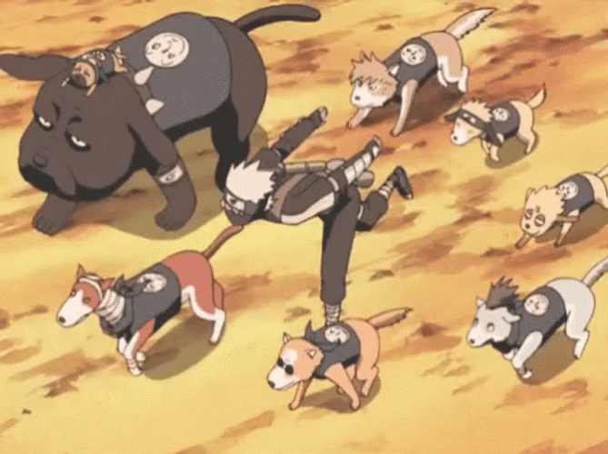 Kakashi Runs With Ninken GIF