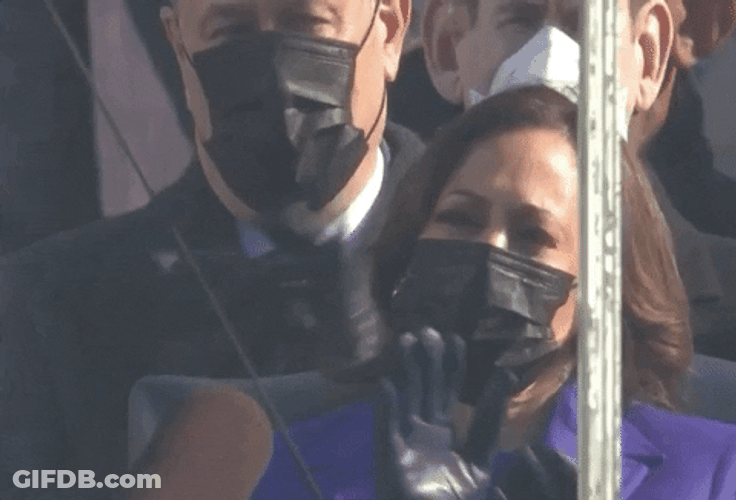 Kamala Laugh Covers Face GIF