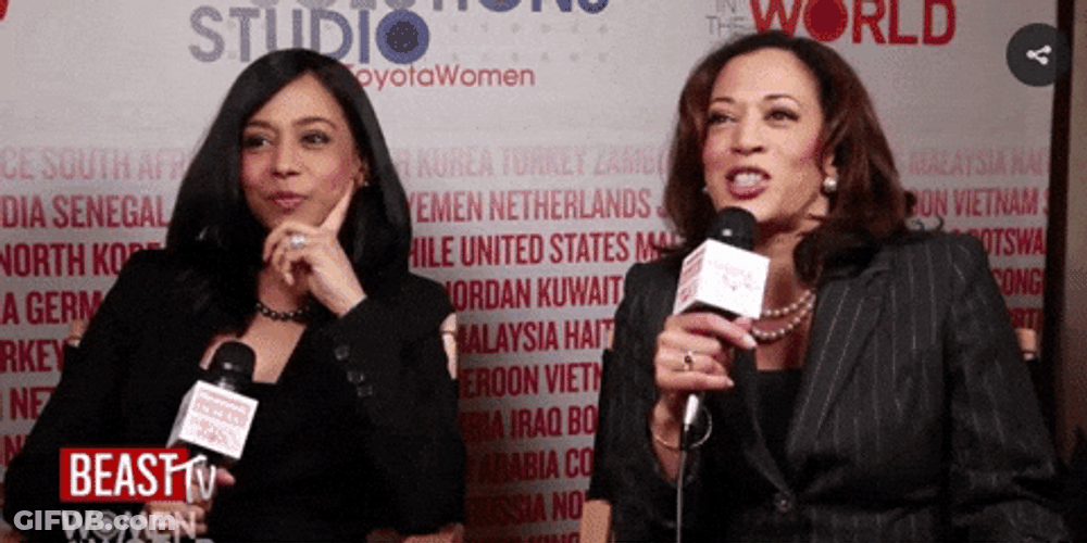 Kamala Laugh With The Host GIF