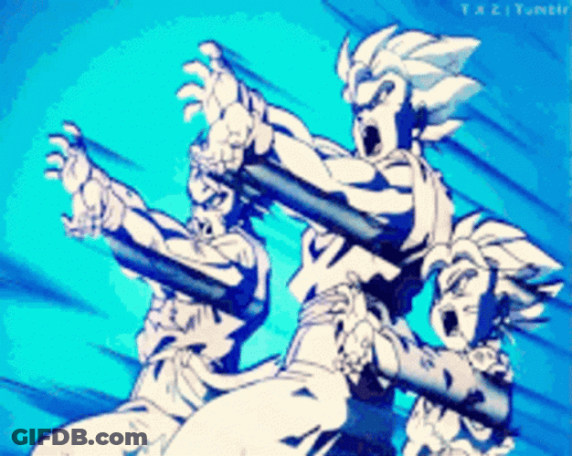 Kamehameha Wave Goku Gohan Goten Family GIF