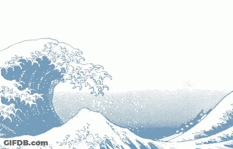 Kanagawa Japanese Wave Splattering GIF