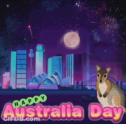 Kangaroo City Skyline Happy Australia Day GIF