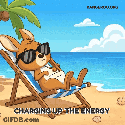 Kangaroo In Sunglasses Laying In Beach Chair Charging Up The Energy GIF