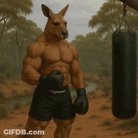 Kangaroo Wearing Boxing Gloves And Shorts Saying Signecart GIF