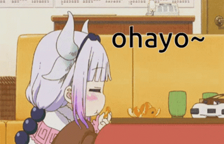 Kanna Kamui Eting Orange Good Morning Anime GIF