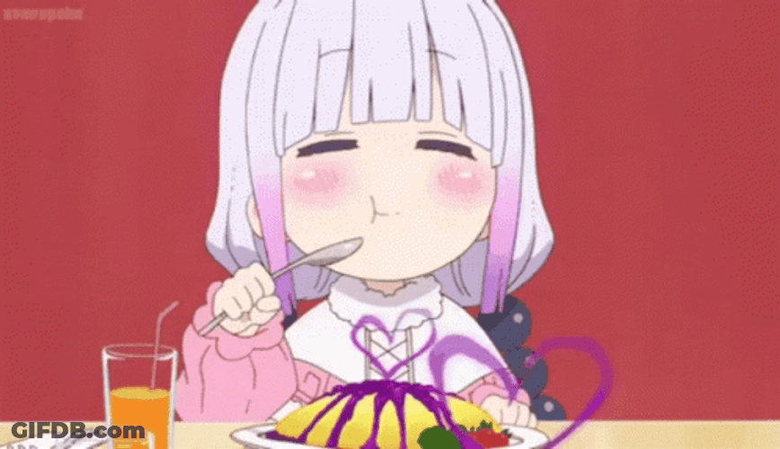 Kanna Kamui Happily Eating GIF