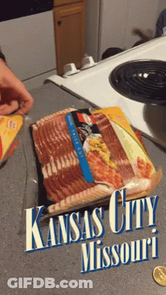 Kansas City Missouri Bacon Package On Counter GIF