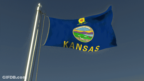 Kansas Flag Waving In Wind GIF