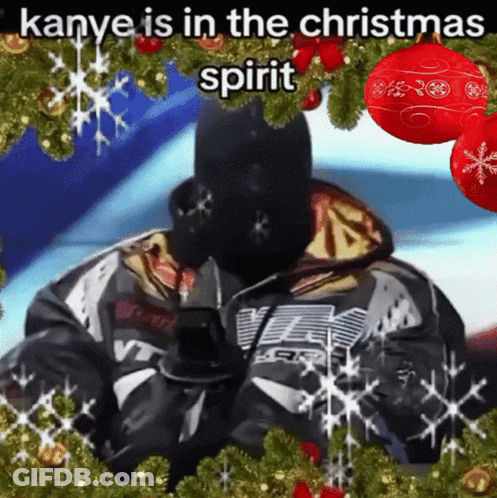 Kanye Christmas Spirit With Decorations GIF