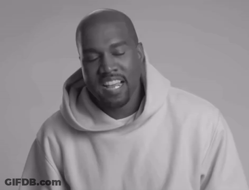 Kanye West Smiling With Eyes Closed In White Hoodie GIF