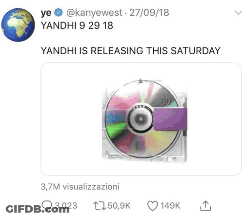 Kanye West Tweet Announcing New Album Saturday GIF