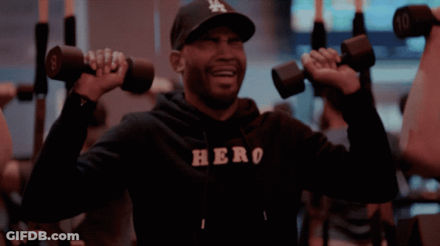 Karamo Brown Shoulder Press Working Out GIF