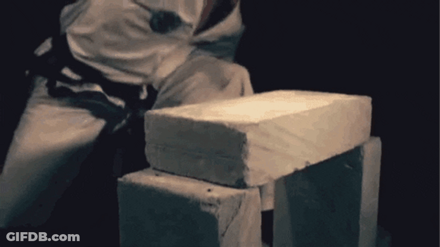 Karate Chop Slow Motion Breaking Bricks GIF