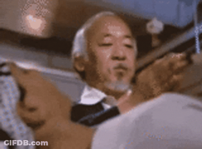 Karate Kid Miyagi Massage GIF