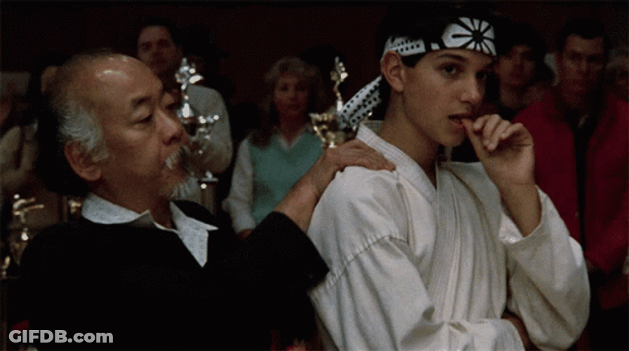 Karate Kid Miyagi Massage Support GIF