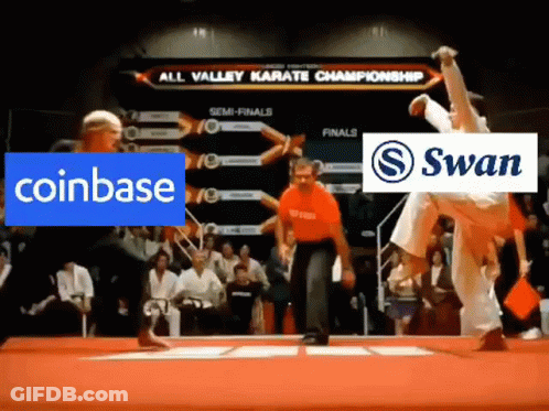 Karate Match Between Coinbase And Swan GIF