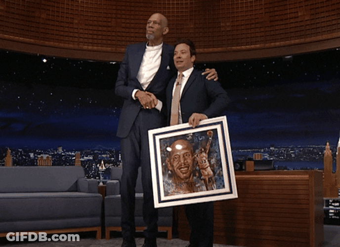 Kareem Abdul Jabbar And Jimmy Fallon GIF