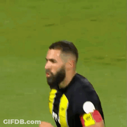 Karim Benzema Black Yellow Jersey Jumps GIF