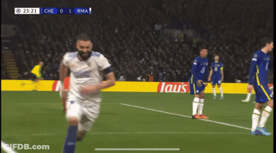 Karim Benzema Knee Slide With Teammate GIF