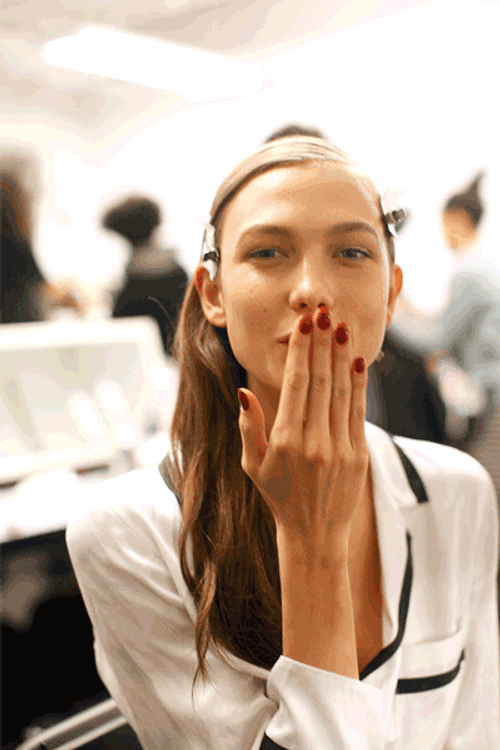 Karlie Kloss Blowing Kiss GIF