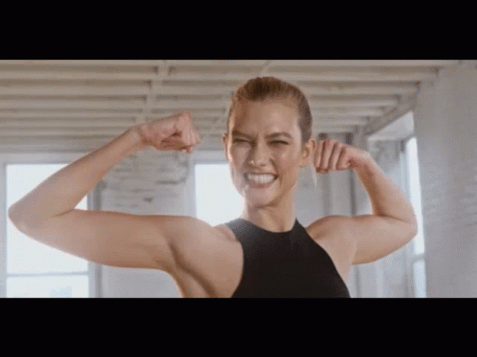 Karlie Kloss Flexing Muscles GIF