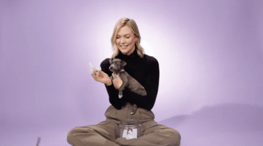 Karlie Kloss With Puppy GIF