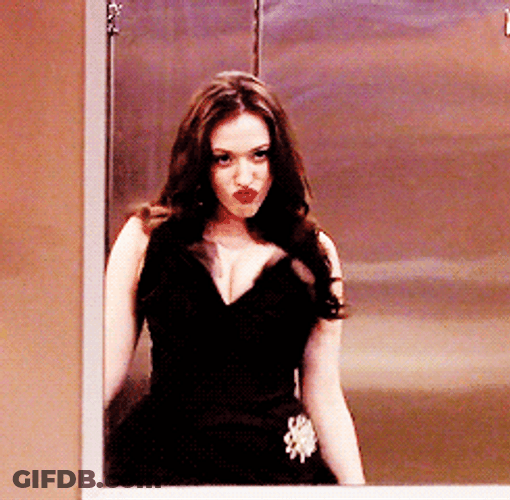 Kat Dennings Pouting Flexing Gown GIF