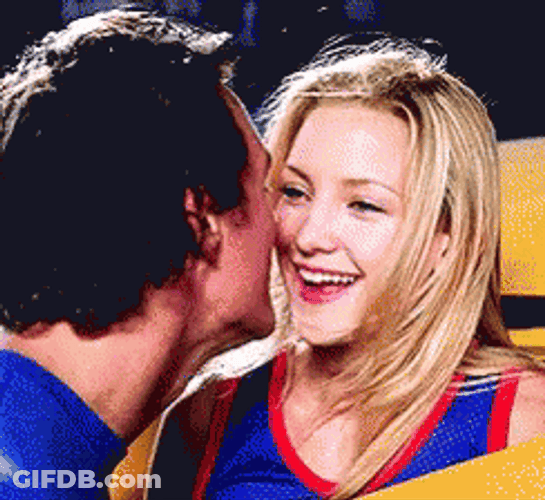 Kate Hudson Blushing Kiss GIF