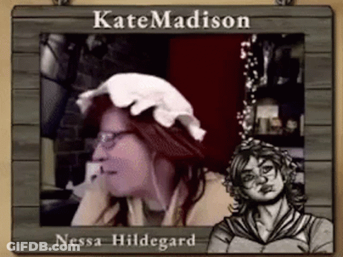 Kate Madison And Nessa Hildegard Hanging On Wall GIF