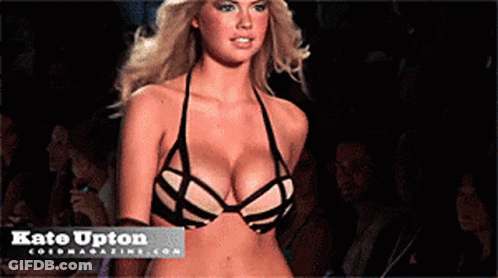 Kate Upton Walking Down Runway In Bikini GIF
