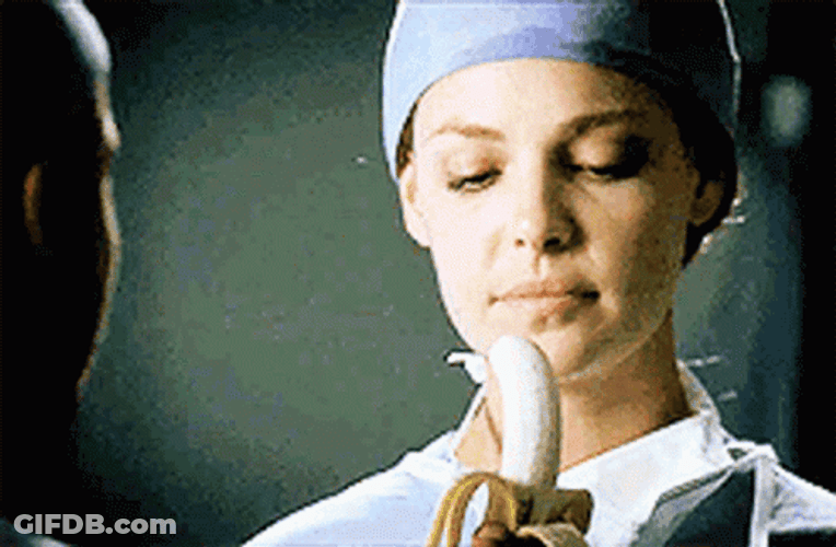 Katherine Heigl Grey's Anatomy Eating Banana GIF