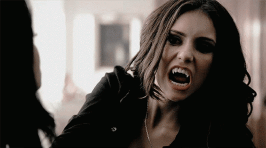 Katherine Pierce Funny Vampire Fangs GIF