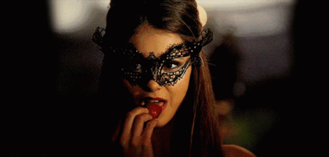 Katherine Pierce Masquerade Ball Bite GIF