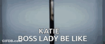 Katie Boss Lady Be Like On Blue Background GIF