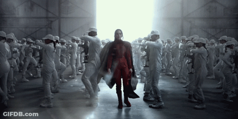 Katniss Everdeen In Red Suit GIF