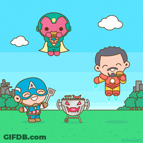 Kawaii Avengers Barbecue Grill GIF