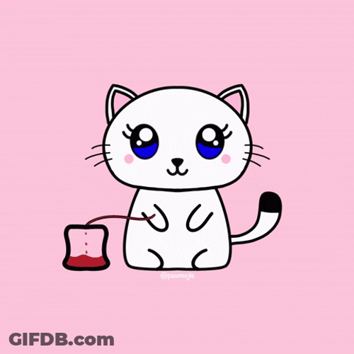 Kawaii Cat Collecting Blood GIF