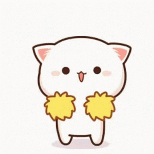 Kawaii Cat Emri Holding Pompoms GIF