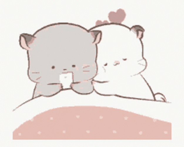 Kawaii Cat Kiss In Bed GIF