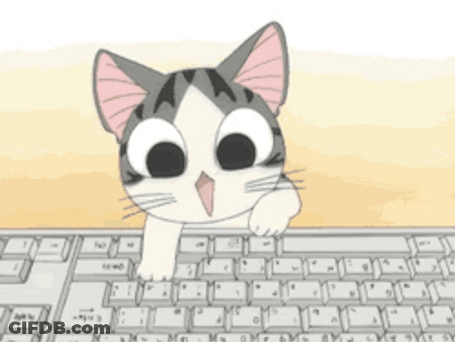 Kawaii Cat Playing Keyboard GIF
