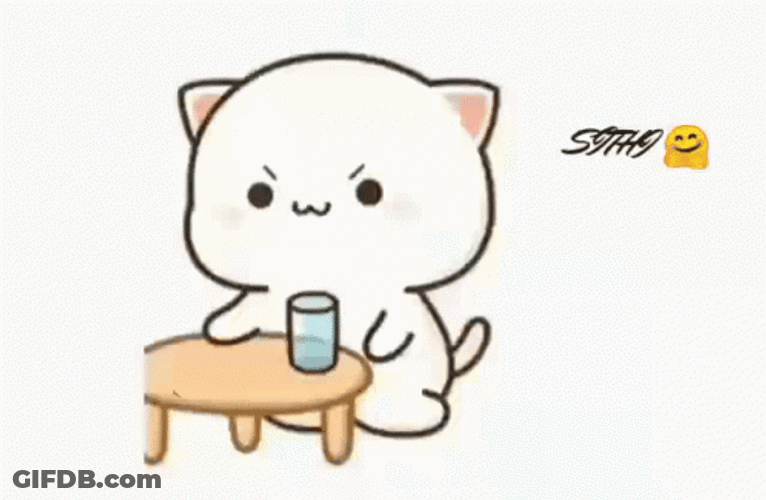 Kawaii Cat Spilling Drink GIF