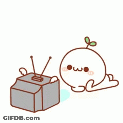 Kawaii Character Enjoys Watching TV GIF