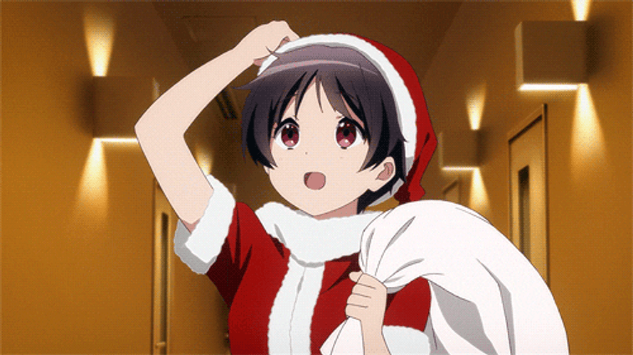 Kawaii Christmas Anime Girl Confused GIF