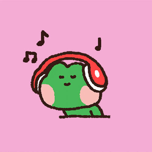 Kawaii Frog In Headphone GIF