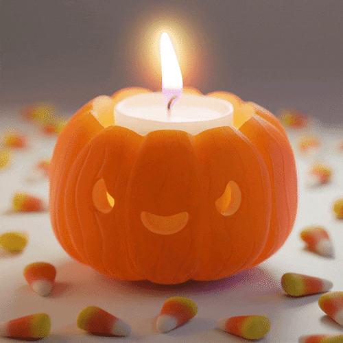 Kawaii Halloween Aesthetic Pumpkin Candle GIF