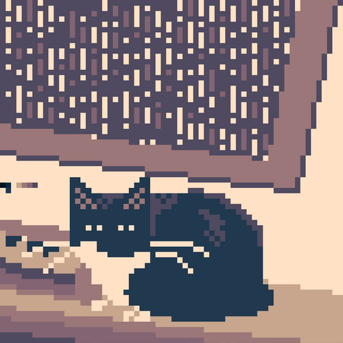 Kawaii Halloween Cat Rain Pixel Art GIF